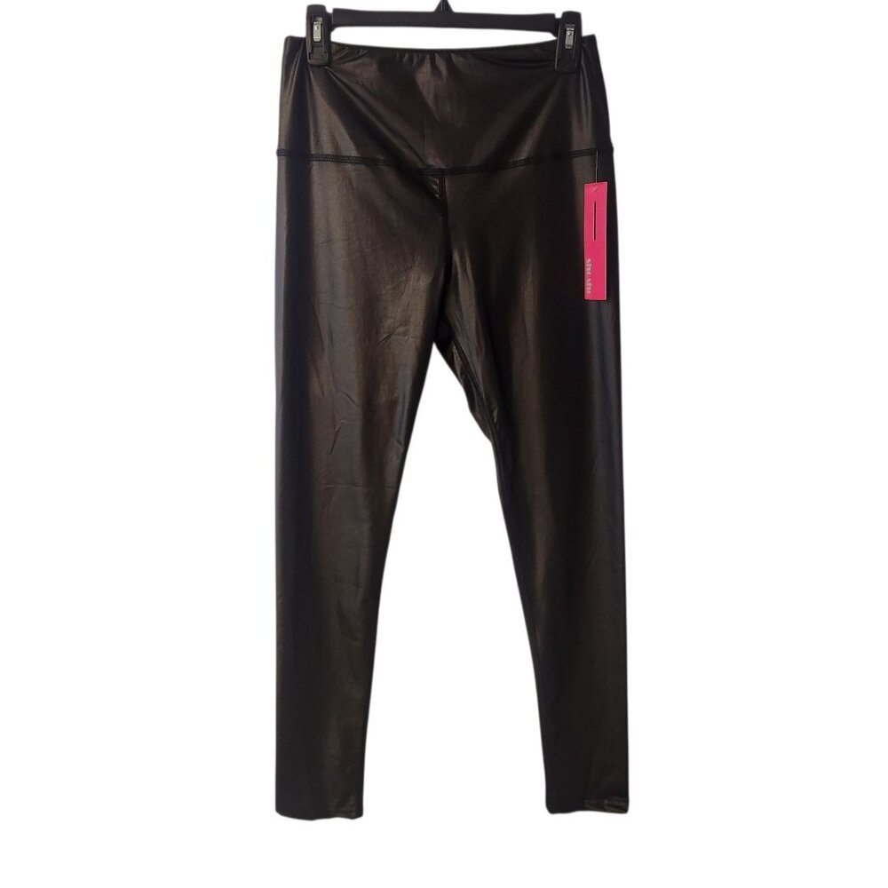 Shosho‎ Apparel Faux Leather Leggings Black Retro Hot Pants Womens Large NEW NWT